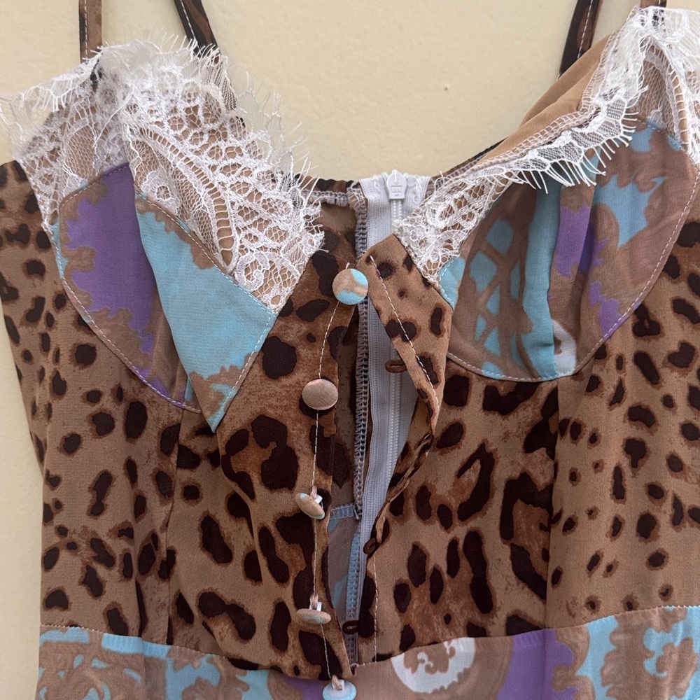 Leopard and Floral Lace Accent Skirt - Picture 6 of 12